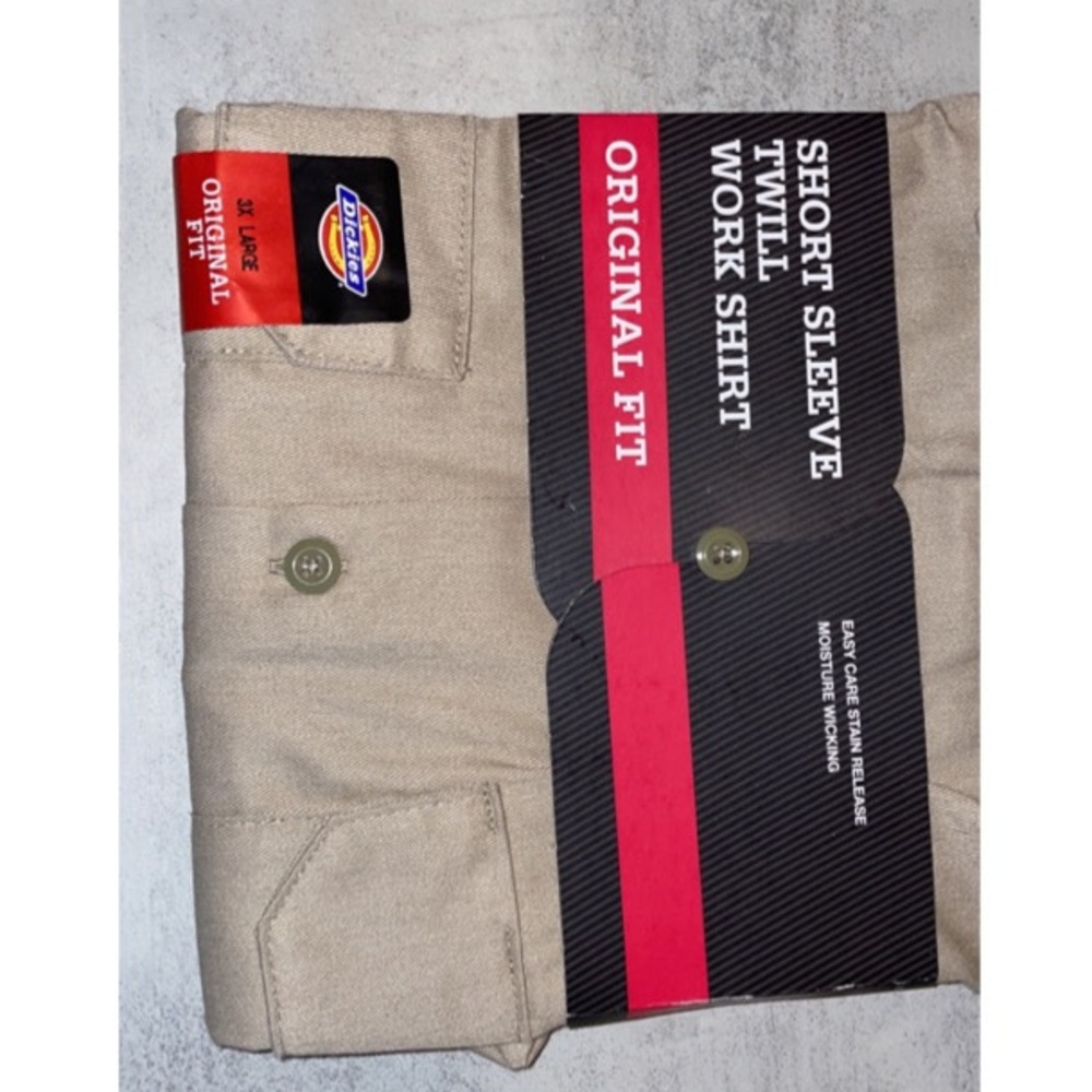 NWT MENS Dickies Tan Short Sleeve Twill Work Shirt - Picture 4 of 6